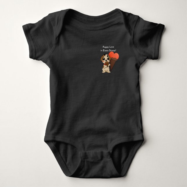 Puppy Love in Every Scoop! Baby Bodysuit (Front)