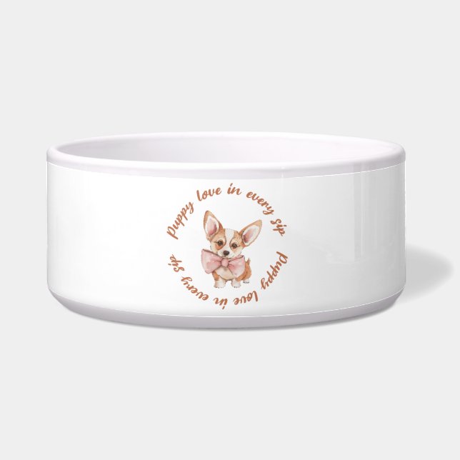 Puppy Love in Every Sip | Cute Dog Lover  Bowl (Front)