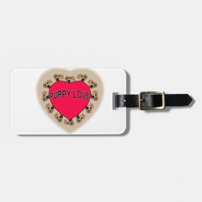 Puppy Love Luggage Tag (Front Horizontal)