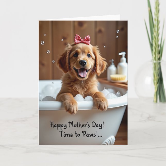 Puppy Love Mothers Day Scene Card (Front)