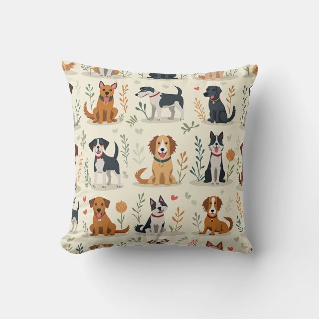 Puppy Love Pattern Pillow (Front)