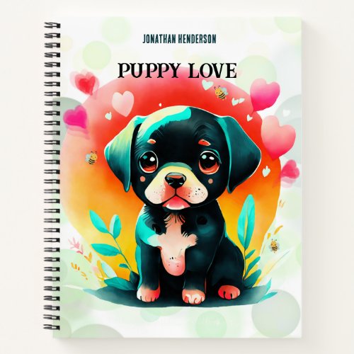 Puppy love personal nametitle Spiral Sketch  Notebook