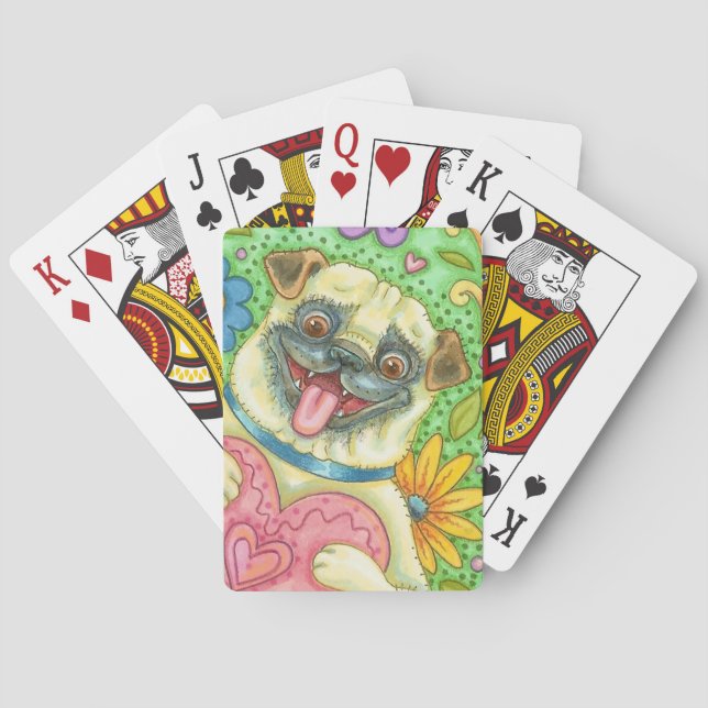 Puppy Love PUG DOG PLAYING CARDS Poker (Back)