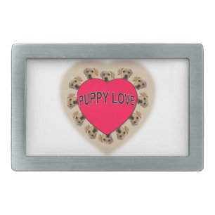 Puppy Love Rectangular Belt Buckle