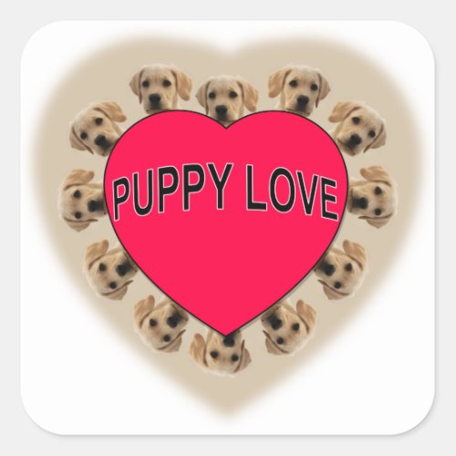 Puppy Love Square Sticker