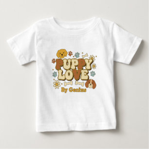 Puppy Love T-Shirt, Groovy Retro 70s Dog Lover Cut Baby T-Shirt