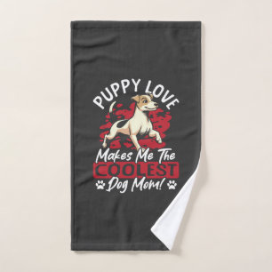 Puppy Love the Coolest Dog Mom! My Mom Is Cool Dog Hand Towel