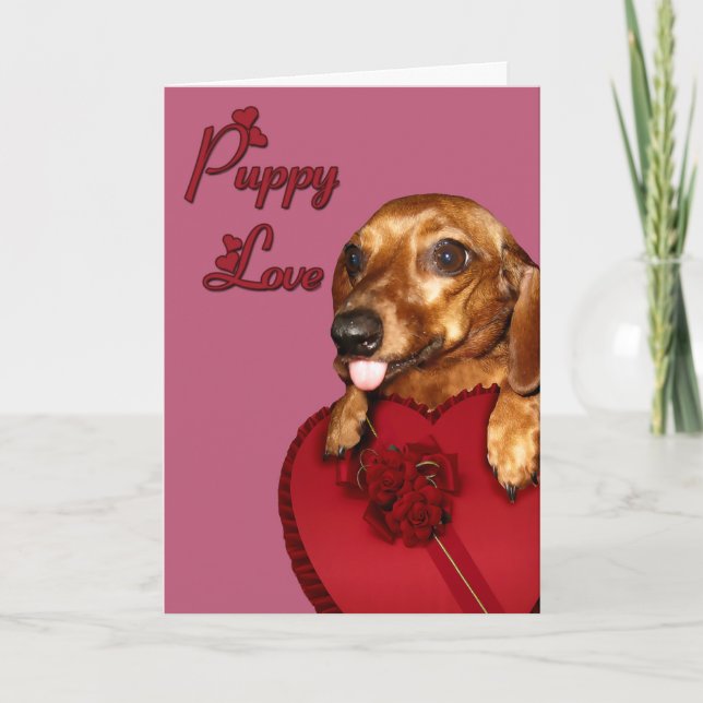 Puppy Love Valentine Holiday Card (Front)