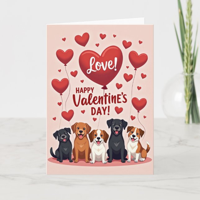 Puppy Love Valentines Day Card (Front)