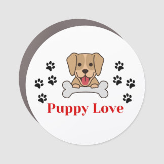 Puppy Love w/Paw Prints Car Magnet