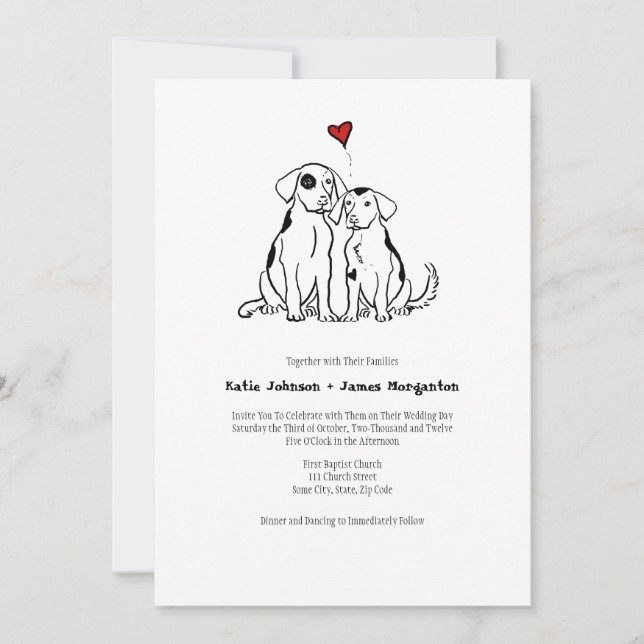 Puppy Love Wedding Invitation (Front)