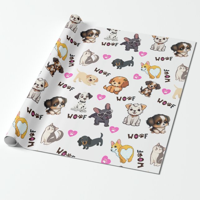 Puppy love wrapping paper (Unrolled)