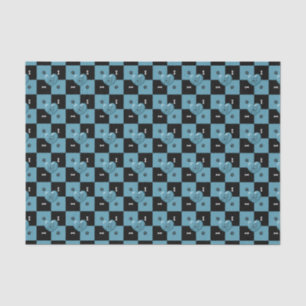 Puppy Lover Checks Blue 01-TISSUE WRAPPING PAPER