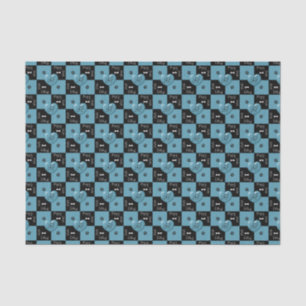 Puppy Lover Checks Blue 02-TISSUE WRAPPING PAPER