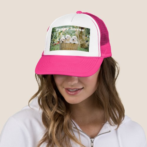 Puppy Lover Photo Printed Trucker Hats _ Caps