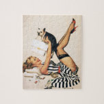 Puppy Lover Pin-up Girl - Retro Pinup Art Jigsaw Puzzle at Zazzle