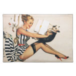 Puppy Lover Pin-up Girl - Retro Pinup Art Placemat at Zazzle
