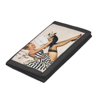 Puppy Lover Pin-up Girl - Retro Pinup Art Trifold Wallet by PinUpGallery at Zazzle