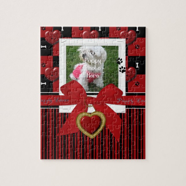 Puppy Lover RED Jigsaw Puzzle, Frame Puzzle (Vertical)
