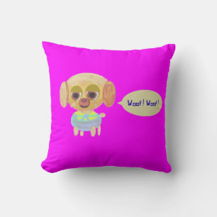 Puppy Magenta Throw Pillow
