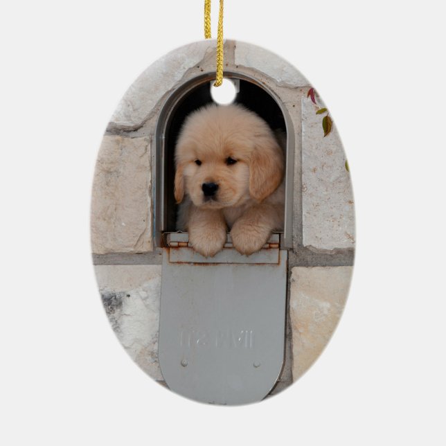 Puppy Mail Ceramic Ornament (Back)
