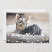 Puppy Merry Woofmas Pet Dog Paws Photo Holiday Card (Front)