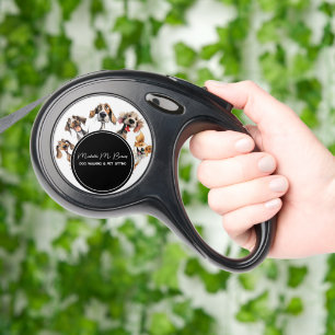 Puppy Modern Dog Walker Sitting Black White Retractable Pet Leash