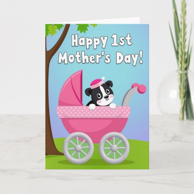 Puppy Mothers Day Illustration Card (Front)