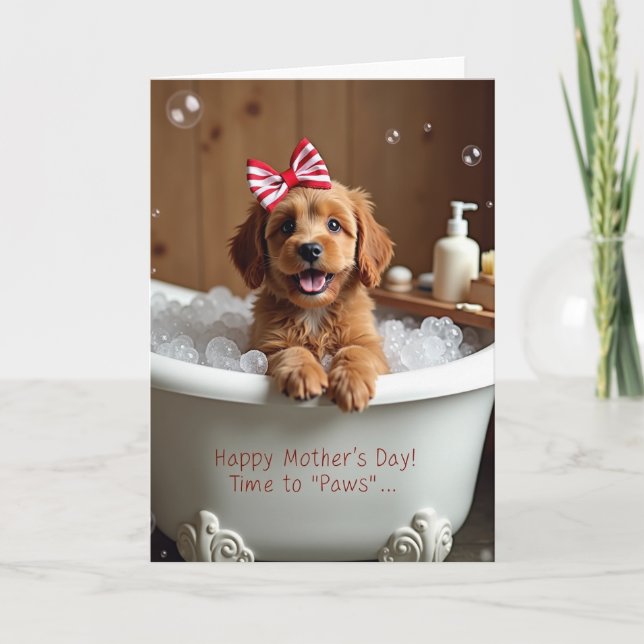 Puppy Mothers Day Paws Time Card (Front)