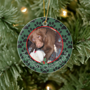 Puppy My First Christmas Photo Ornaments