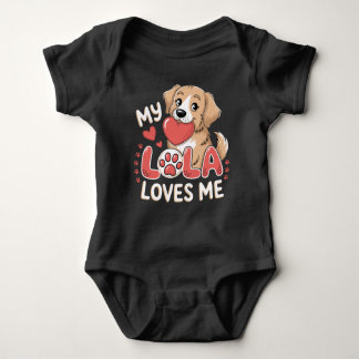 Puppy "My Lola Loves Me" Cute Dog Grandparent Baby Bodysuit