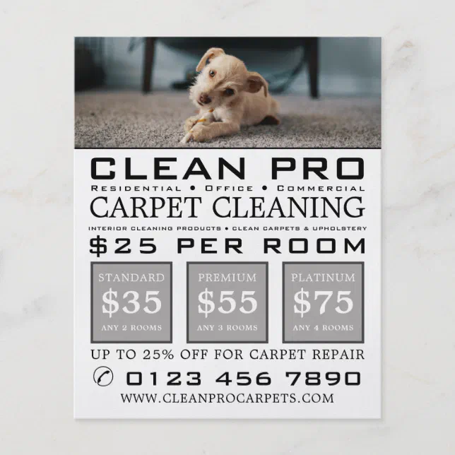 Puppy on Carpet, Carpet Cleaners, Cleaning Service Flyer Zazzle