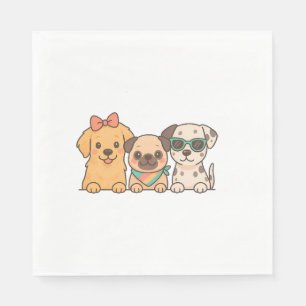 Puppy Pals � Cute Trio of Dogs in Pastel Style Napkins