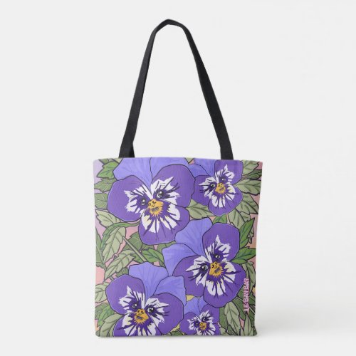 Puppy Pansies Phone Case Tote Bag