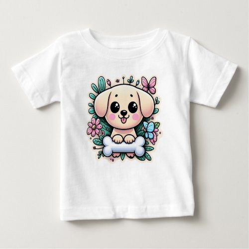  Puppy ParadiseTee with a Smiling Bone Buddy Baby T_Shirt