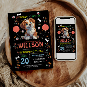 Puppy Party Birthday Cute Kids Dog Theme Invitation