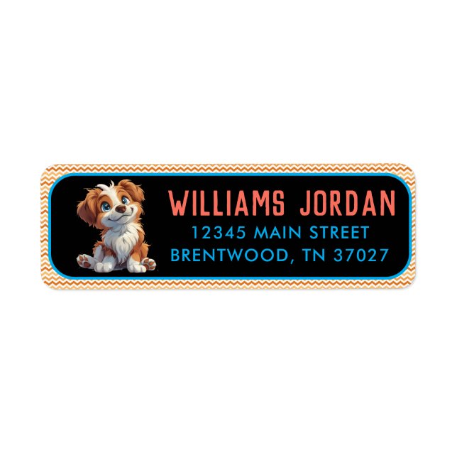 Puppy Party Birthday | Cute Kids Dog Theme Label (Front)