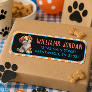 Puppy Party Birthday Cute Kids Dog Theme Label