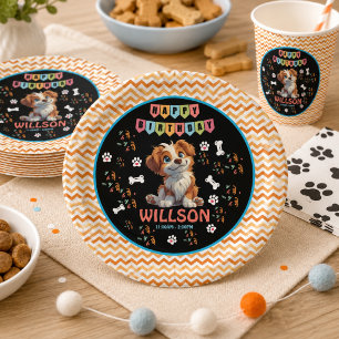 Puppy Party Birthday Cute Kids Dog Theme Paper Plates