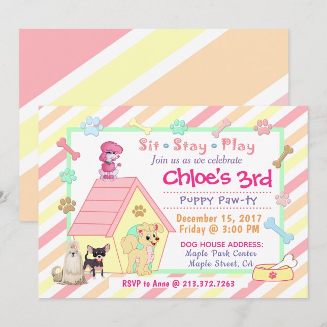 Puppy Party Birthday Invitation  |  5x7 (Front/Back)