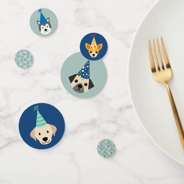 Puppy Party, Blue and Green Confetti (Group)
