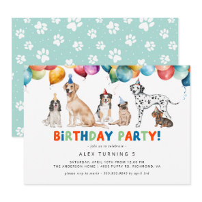 Puppy Party | Cute Fun Kids Dog Theme Birthday Invitation