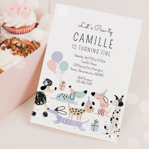Puppy Party Girl Pink Puppy Pet Birthday Party  Invitation