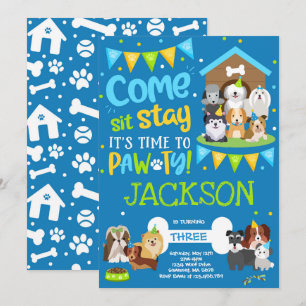 Puppy Party Invitation Doggy Birthday Pawty Boy