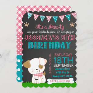 Puppy Party Invitation Puppy Paw-ty Birthday