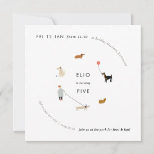 Puppy Party Modern Dog Birthday Invite - Square