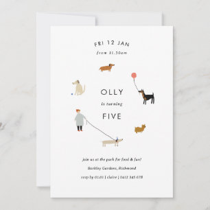 Puppy Party Modern Dog Birthday Invite - White