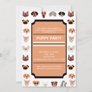 Puppy Party, New Puppy Party, Dog Birthday Invitation