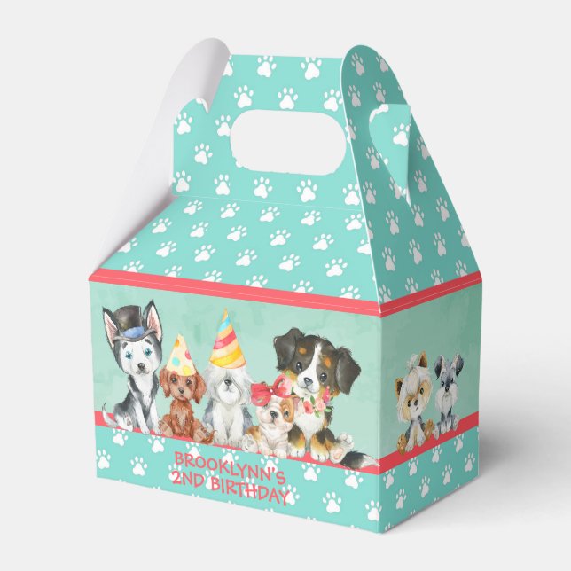 Puppy Party Thank you  Personalized Gable Favor Bo Boxes (Front Side)