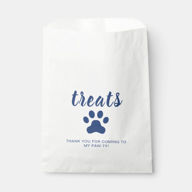 Puppy party treat favor bag blue (Front)